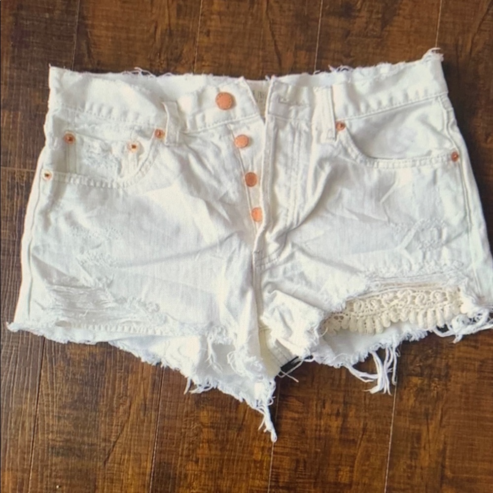 White Distressed Women Shorts